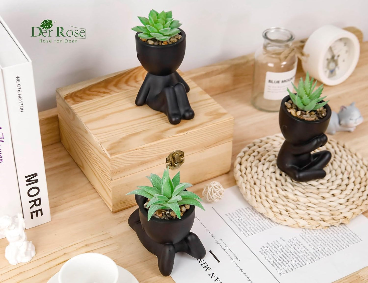 3 Pack Fake Plants Artificial Succulents Plants for Room Bathroom Home Office Desk Accessories Decor S6208 - with | Sold by Uncle Wiener's Wholesale