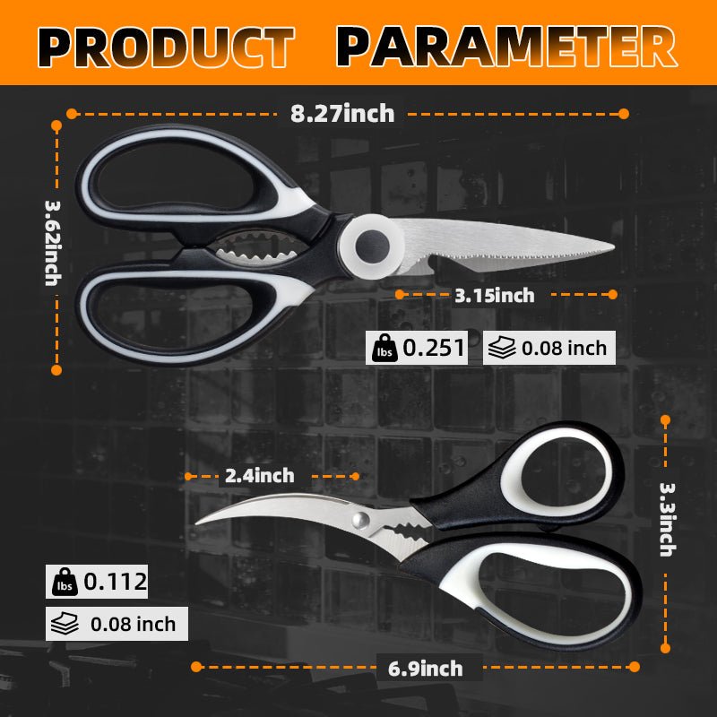 3 - Pack Heavy Duty Stainless Steel Kitchen Shears Multi - Function Cooking Scissors Set SS103 - with | Sold by Uncle Wiener's Wholesale