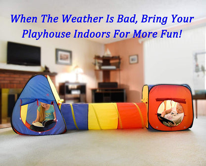 3 PCS Kids Play Tent with Tunnel and Ball Pit – Foldable Indoor & Outdoor Playhouse Set – RE1305 - with | Sold by Uncle Wiener's Wholesale