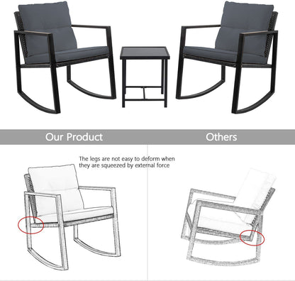 3 PCS Patio Outdoor Furniture Rocking Chair Set – WSS21 726620 - with | Sold by Uncle Wiener's Wholesale