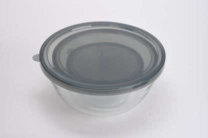 3 PCS Round Glass Bowl Set with Grey Lids 1050ml / 2650ml / 4300ml S680102 - with | Sold by Uncle Wiener's Wholesale