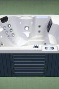 Compact 3-person outdoor hot tub spa with lounger and hydrotherapy jets