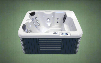 Compact 3-person outdoor hot tub spa with lounger and hydrotherapy jets