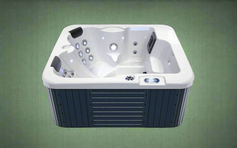 Compact 3-person outdoor hot tub spa with lounger and hydrotherapy jets