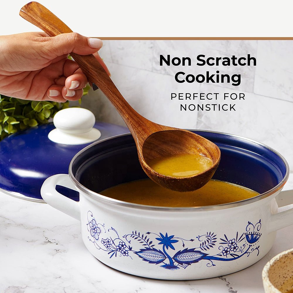 3 Piece Acacia Wood Soup Spoon Set 7" 11" Natural Kitchen Utensils SSK3P - with | Sold by Uncle Wiener's Wholesale