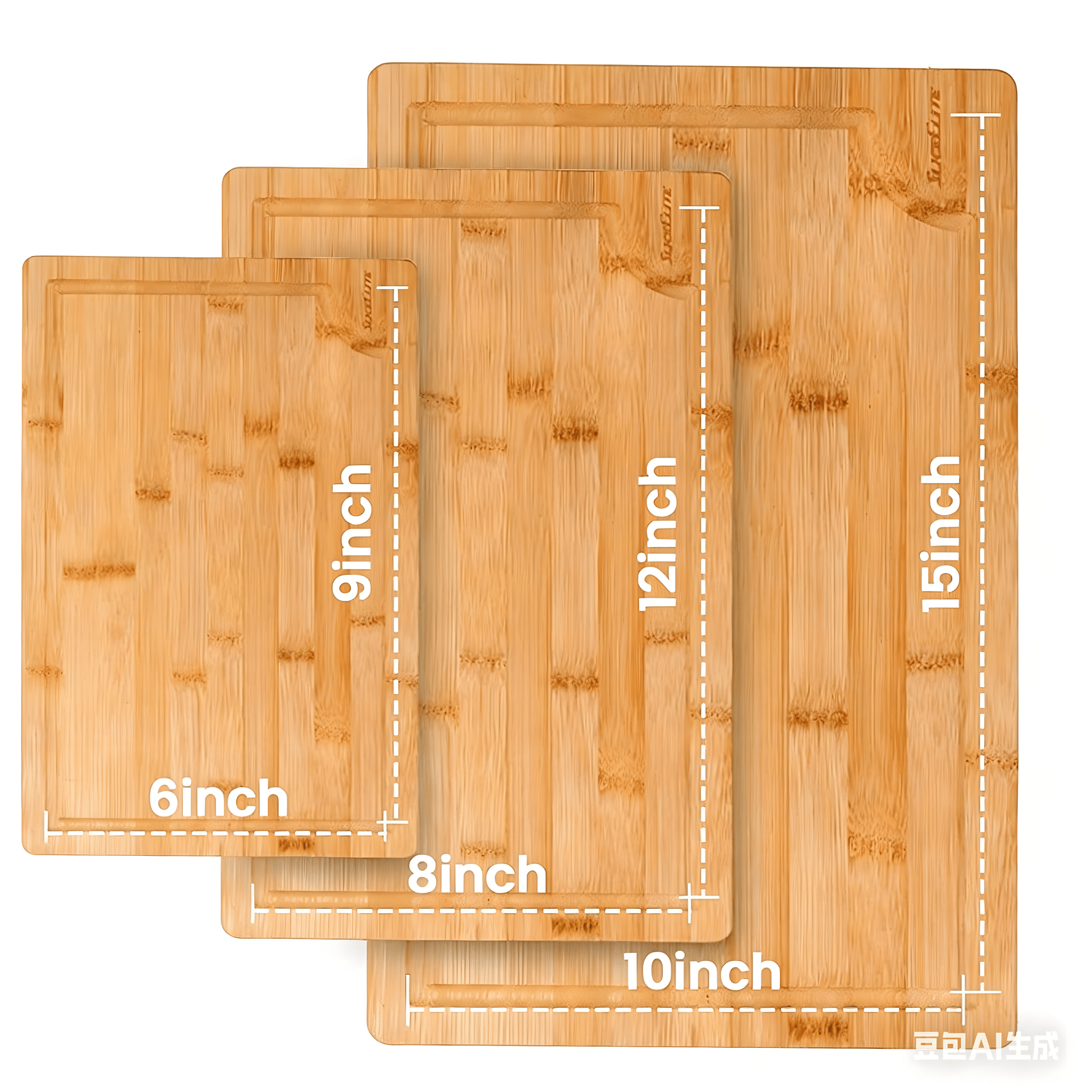 3 Piece Bamboo Cutting Board Set 15" 15" Thick Kitchen Chopping Boards BC3P - with | Sold by Uncle Wiener's Wholesale