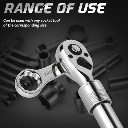 3-Piece Extendable 72-Tooth Ratchet Wrench Set 1/4", 3/8" &amp; 1/2" Drive with Storage Tray ER072 - with | Sold by Uncle Wiener's Wholesale