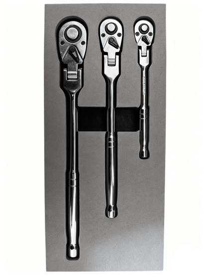 3-Piece Flex Head Ratchet Wrench Set 1/4" 3/8" 1/2" Drive 72-Tooth 3P72T - with | Sold by Uncle Wiener's Wholesale