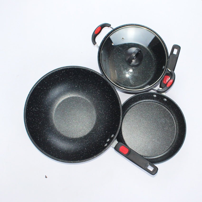 3-Piece Heavy Duty Frying Pan Set 30cm 24cm 24cm Non-Stick Skillet Cookware IRN304 - with | Sold by Uncle Wiener's Wholesale