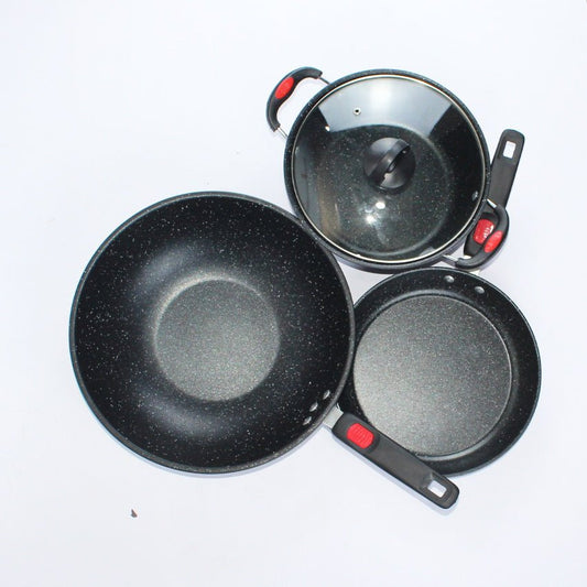 3-Piece Heavy Duty Frying Pan Set 30cm 24cm 24cm Non-Stick Skillet Cookware IRN304 - with | Sold by Uncle Wiener's Wholesale