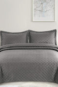 3 - Piece Microfiber Quilt Set – Basketweave Pattern Bedspread, Twin, Queen & King - with QUEEN | Sold by Uncle Wiener's Wholesale