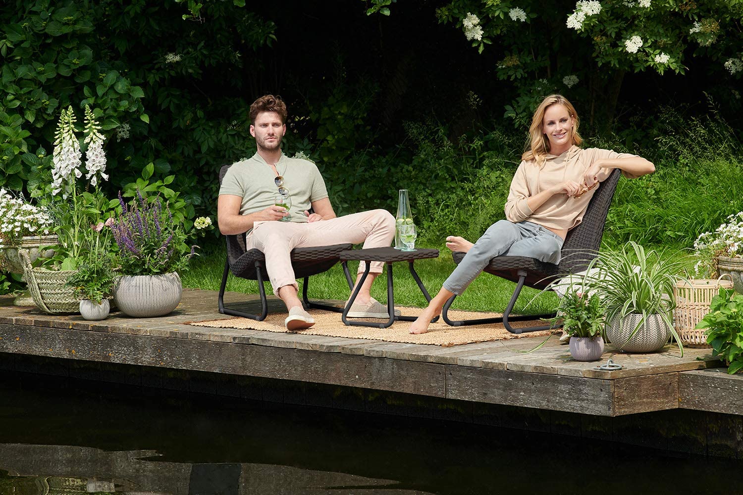 3 - Piece Patio Furniture Set with Side Table – Resin Rattan Outdoor Chairs Set S3039 - Furniture with | Sold by Uncle Wiener's Wholesale