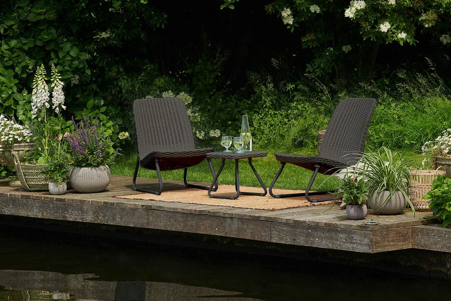 3 - Piece Patio Furniture Set with Side Table – Resin Rattan Outdoor Chairs Set S3039 - Furniture with | Sold by Uncle Wiener's Wholesale