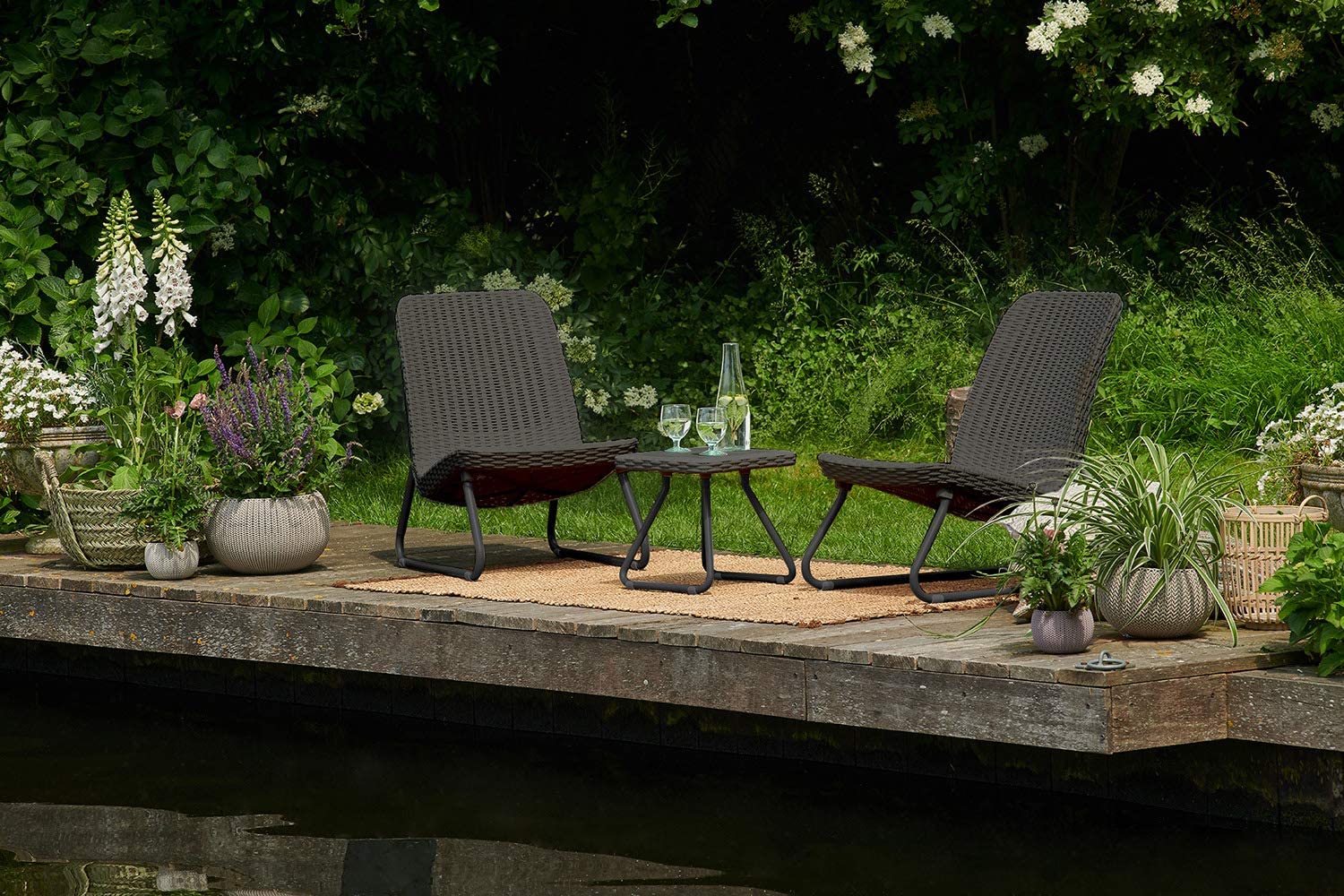3 - Piece Patio Furniture Set with Side Table – Resin Rattan Outdoor Chairs Set S3039 - Furniture with | Sold by Uncle Wiener's Wholesale