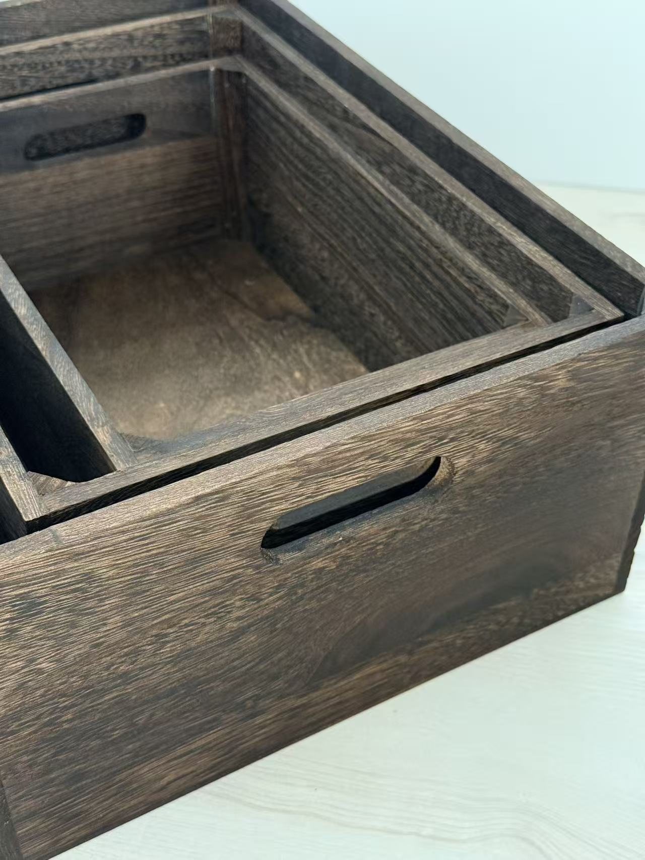 3-Piece Rustic Wooden Storage Crate Set Nesting Organizer Boxes with Handles 16″ Farmhouse Style CRATE - with | Sold by Uncle Wiener's Wholesale