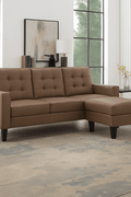 3 - Seater L - Shaped Sectional Sofa Lounger | Reversible Modern Couch - Sectional Sofa – Reversible L - Shaped with Brown | Sold by Uncle Wiener's Wholesale