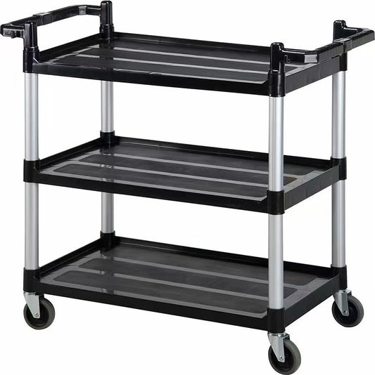 3 - Shelf Utility Janitorial Cart with Aluminum Handle – UP103BD - with | Sold by Uncle Wiener's Wholesale