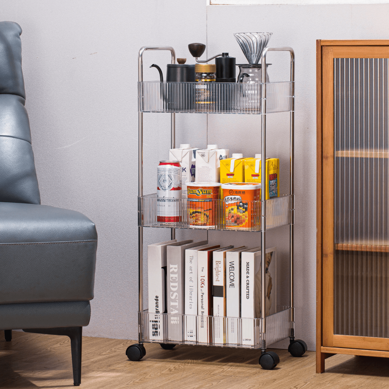 3-Tier Acrylic Storage Rack Small Clear Organizer Shelf 13" x 8.3" x 26" YYAC19 - with | Sold by Uncle Wiener's Wholesale