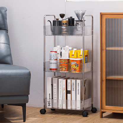 3-Tier Acrylic Storage Rack Small Clear Organizer Shelf 13" x 8.3" x 26" YYAC19 - with | Sold by Uncle Wiener's Wholesale
