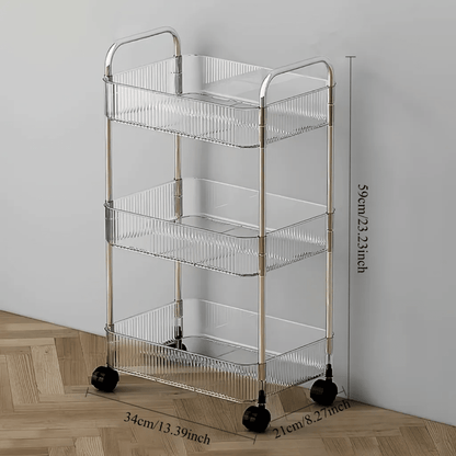 3-Tier Acrylic Storage Rack Small Clear Organizer Shelf 13" x 8.3" x 26" YYAC19 - with | Sold by Uncle Wiener's Wholesale
