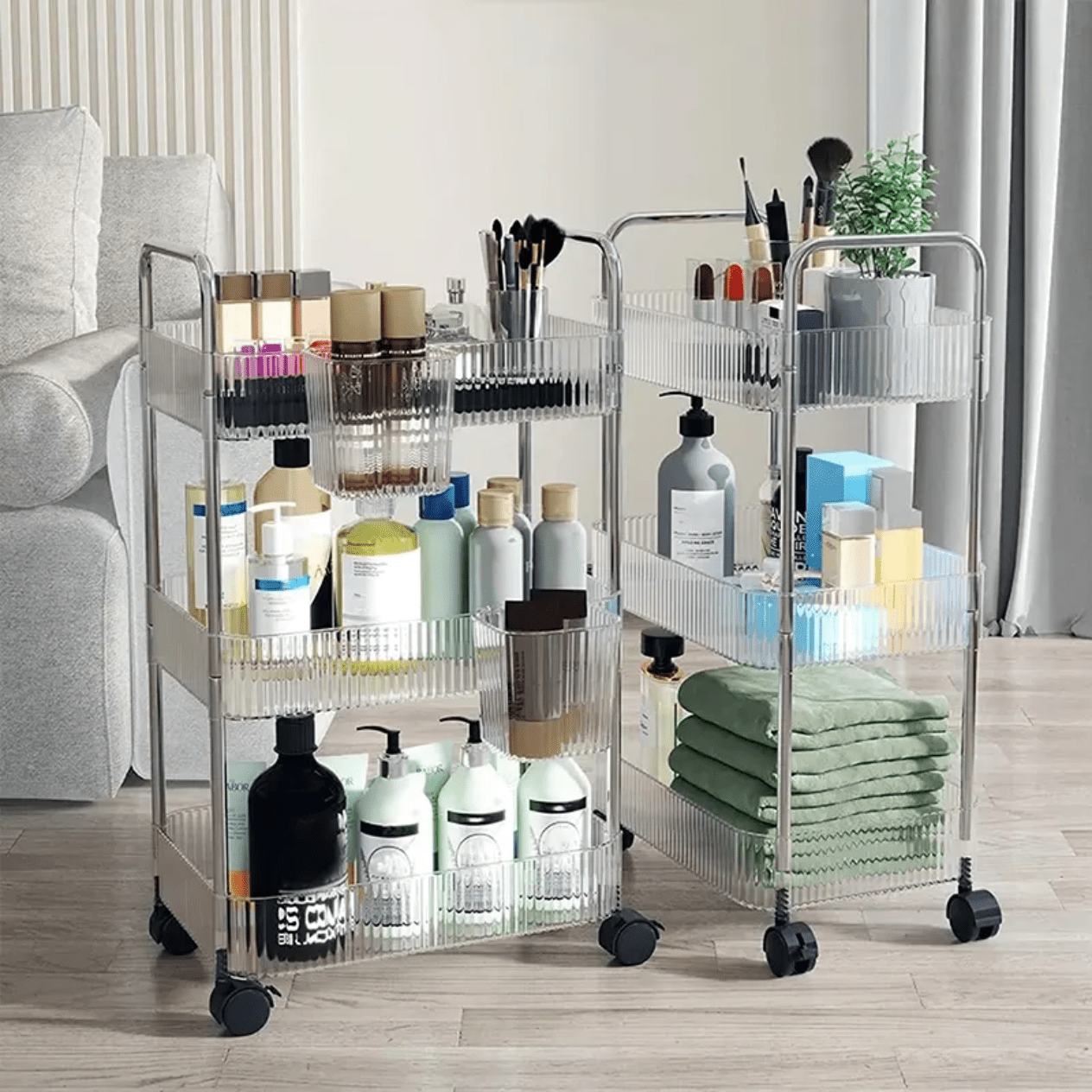 3-Tier Acrylic Storage Rack Small Clear Organizer Shelf 13" x 8.3" x 26" YYAC19 - with | Sold by Uncle Wiener's Wholesale
