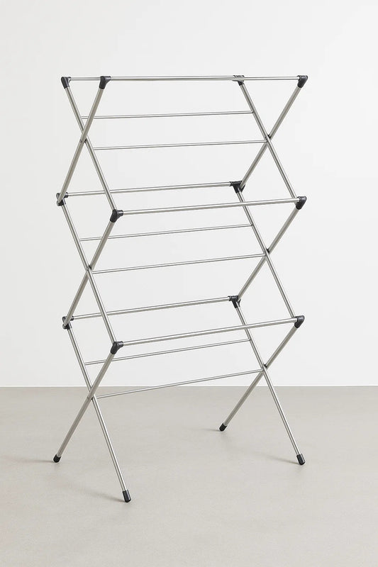 3 - Tier Foldable Clothes Drying Rack – Expandable Steel Laundry Stand for Small Spaces | SKU: AMETR51 - with | Sold by Uncle Wiener's Wholesale