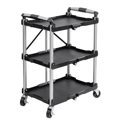 3-Tier Foldable Utility Service Cart 165 lb Capacity with Wheels for Garage, Warehouse, Office, Restaurant & Tool Storage AMTPT383 - with | Sold by Uncle Wiener's Wholesale