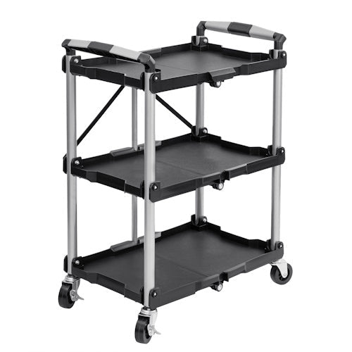 3-Tier Foldable Utility Service Cart 165 lb Capacity with Wheels for Garage, Warehouse, Office, Restaurant & Tool Storage AMTPT383 - with | Sold by Uncle Wiener's Wholesale