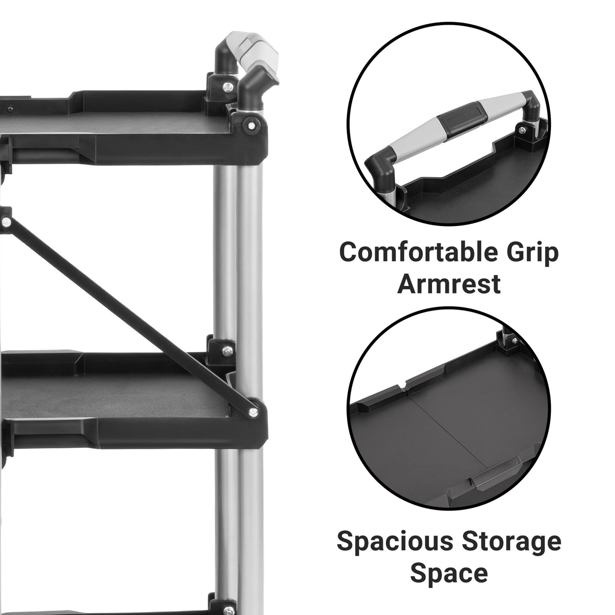 3-Tier Foldable Utility Service Cart 165 lb Capacity with Wheels for Garage, Warehouse, Office, Restaurant & Tool Storage AMTPT383 - with | Sold by Uncle Wiener's Wholesale