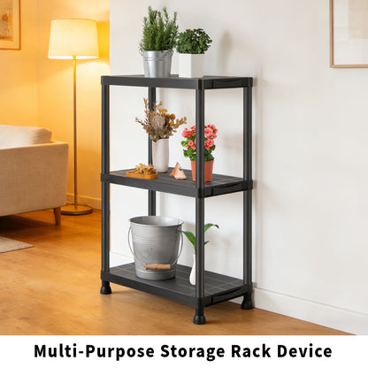 3 - Tier Heavy Duty Plastic Storage Shelving Rack – Utility Organizer for Garage & Home AMPSR33 - with | Sold by Uncle Wiener's Wholesale