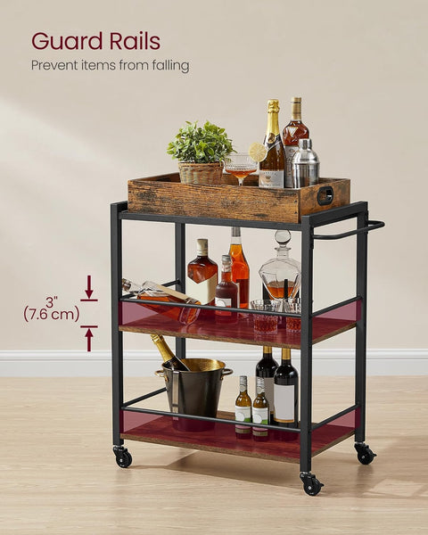3 - Tier Kitchen Serving Utility Cart with Removable Tray – S1323 - with | Sold by Uncle Wiener's Wholesale