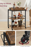 3 - Tier Kitchen Serving Utility Cart with Removable Tray – S1323 - with | Sold by Uncle Wiener's Wholesale