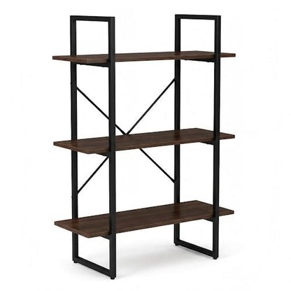 3-Tier Ladder Bookshelf MDF Metal Frame Natural Black 27.6" BS3105 - with | Sold by Uncle Wiener's Wholesale