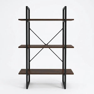 3-Tier Ladder Bookshelf MDF Metal Frame Natural Black 27.6" BS3105