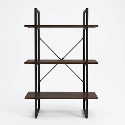 3-Tier Ladder Bookshelf MDF Metal Frame Natural Black 27.6" BS3105 - with | Sold by Uncle Wiener's Wholesale