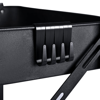 3-Tier Rolling Kitchen Storage Rack – Foldable Black Metal Shelf Organizer | SKU: AMMTR3 - Kitchen Appliances with | Sold by Uncle Wiener's Wholesale