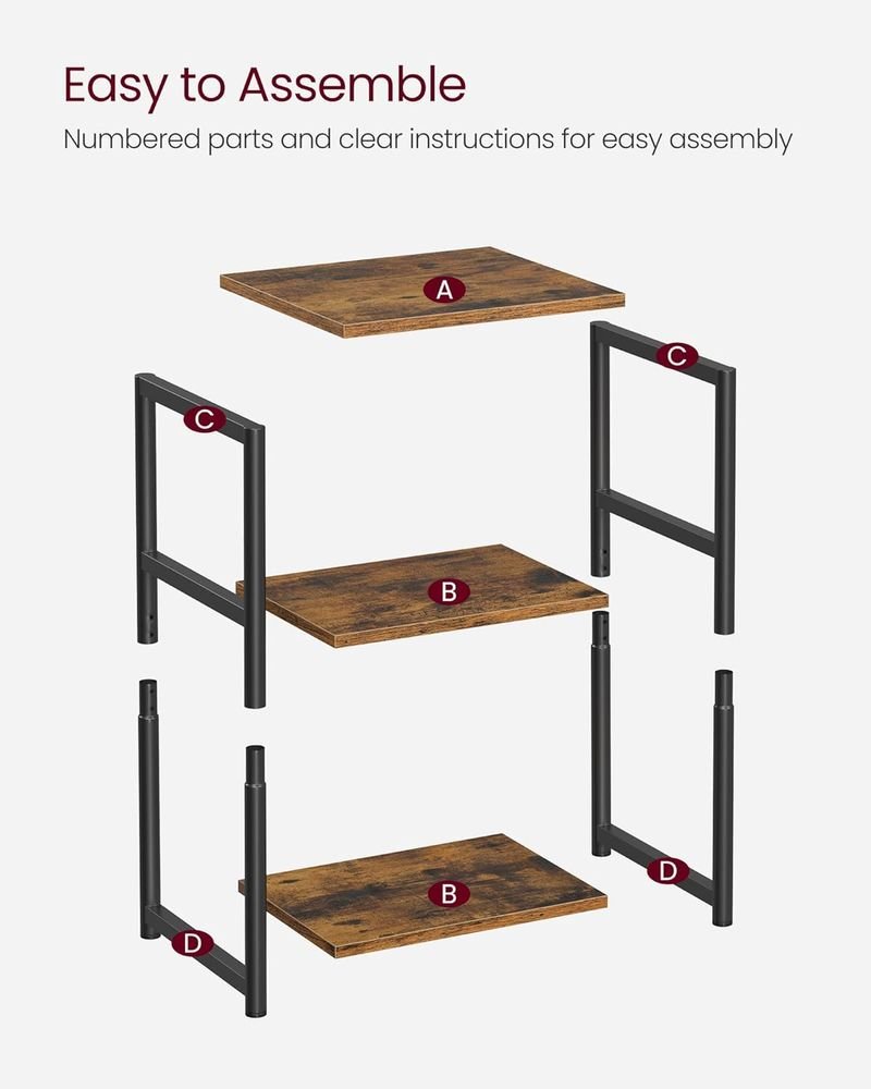 3 Tier Side Table with Storage Shelves, Tall End Table for Living Room, Bedroom, Office and Bathroom Rustic Brown and Ink Black LET273B01 - with | Sold by Uncle Wiener's Wholesale
