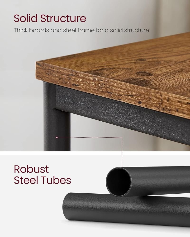 3 Tier Side Table with Storage Shelves, Tall End Table for Living Room, Bedroom, Office and Bathroom Rustic Brown and Ink Black LET273B01 - with | Sold by Uncle Wiener's Wholesale