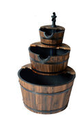 3 Tier Wooden Barrel Water Fountain with Pump – Rustic Outdoor Garden Feature WWF51 - with | Sold by Uncle Wiener's Wholesale