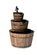 3 Tier Wooden Barrel Water Fountain with Pump – Rustic Outdoor Garden Feature WWF51 - with | Sold by Uncle Wiener's Wholesale