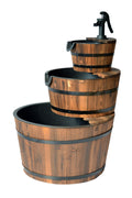 3 Tier Wooden Barrel Water Fountain with Pump – Rustic Outdoor Garden Feature WWF51 - with | Sold by Uncle Wiener's Wholesale