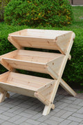 3 - Tier Wooden Raised Garden Planter Box – Cascading Vertical Bed for Herbs, Flowers & Vegetables | SKU: RGT210 - with | Sold by Uncle Wiener's Wholesale
