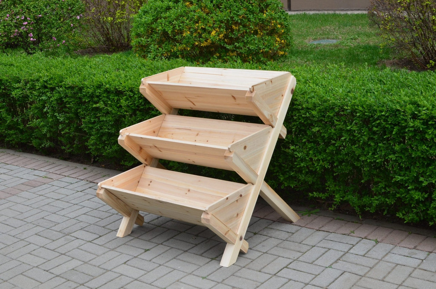 3 - Tier Wooden Raised Garden Planter Box – Cascading Vertical Bed for Herbs, Flowers & Vegetables | SKU: RGT210 - with | Sold by Uncle Wiener's Wholesale