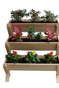 3 - Tier Wooden Raised Garden Planter Box – Cascading Vertical Bed for Herbs, Flowers & Vegetables | SKU: RGT210 - with | Sold by Uncle Wiener's Wholesale