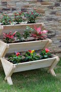 3 - Tier Wooden Raised Garden Planter Box – Cascading Vertical Bed for Herbs, Flowers & Vegetables | SKU: RGT210 - with | Sold by Uncle Wiener's Wholesale