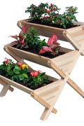3 - Tier Wooden Raised Garden Planter Box – Cascading Vertical Bed for Herbs, Flowers & Vegetables | SKU: RGT210 - with | Sold by Uncle Wiener's Wholesale