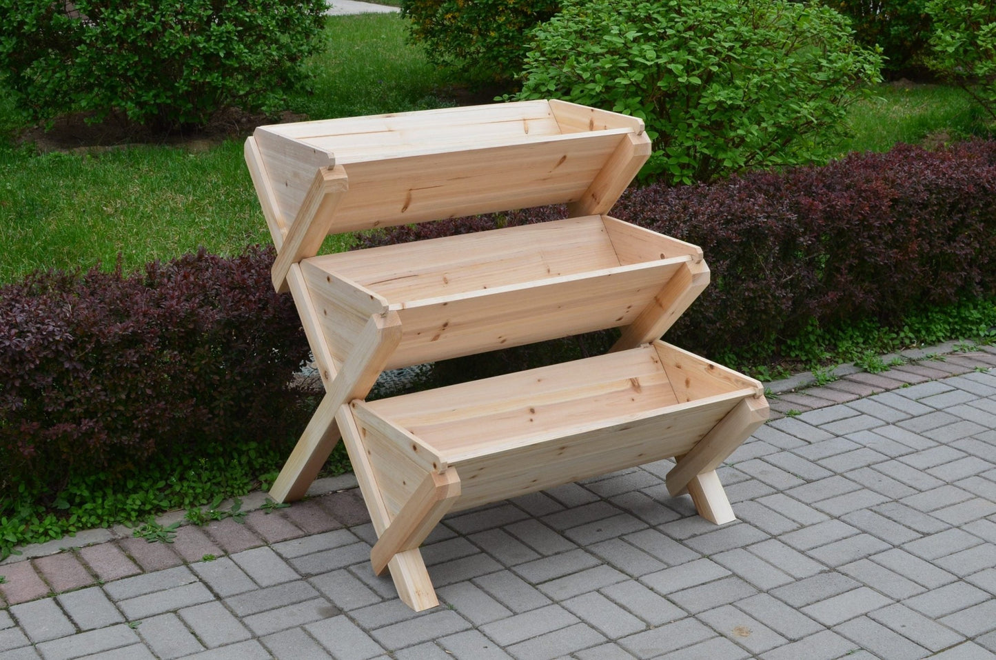 3 - Tier Wooden Raised Garden Planter Box – Cascading Vertical Bed for Herbs, Flowers & Vegetables | SKU: RGT210 - with | Sold by Uncle Wiener's Wholesale