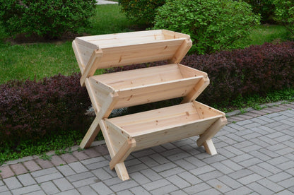 3 - Tier Wooden Raised Garden Planter Box – Cascading Vertical Bed for Herbs, Flowers & Vegetables | SKU: RGT210 - with | Sold by Uncle Wiener's Wholesale