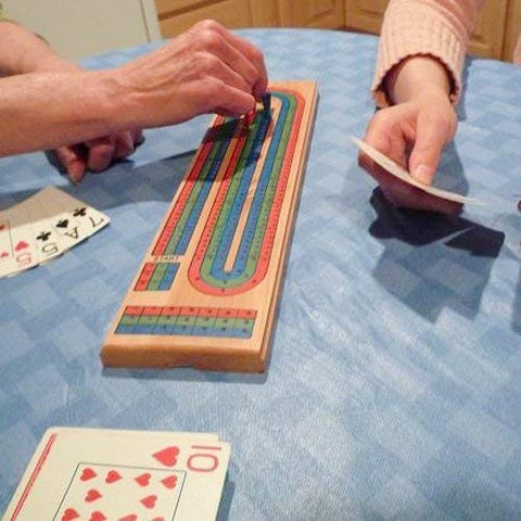3 - Track Wooden Cribbage Board Game with Cards – Classic Family Game – 1231CB - with | Sold by Uncle Wiener's Wholesale