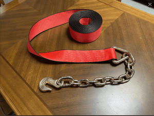 3" x 30' Winch Strap with Chain End 18000 lb Heavy Duty Tie Down Red WNS30C